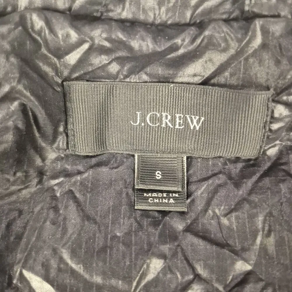 J.Crew Down Puffer Jacket Mens Small Black Lightweight Packable Full Zip Coat